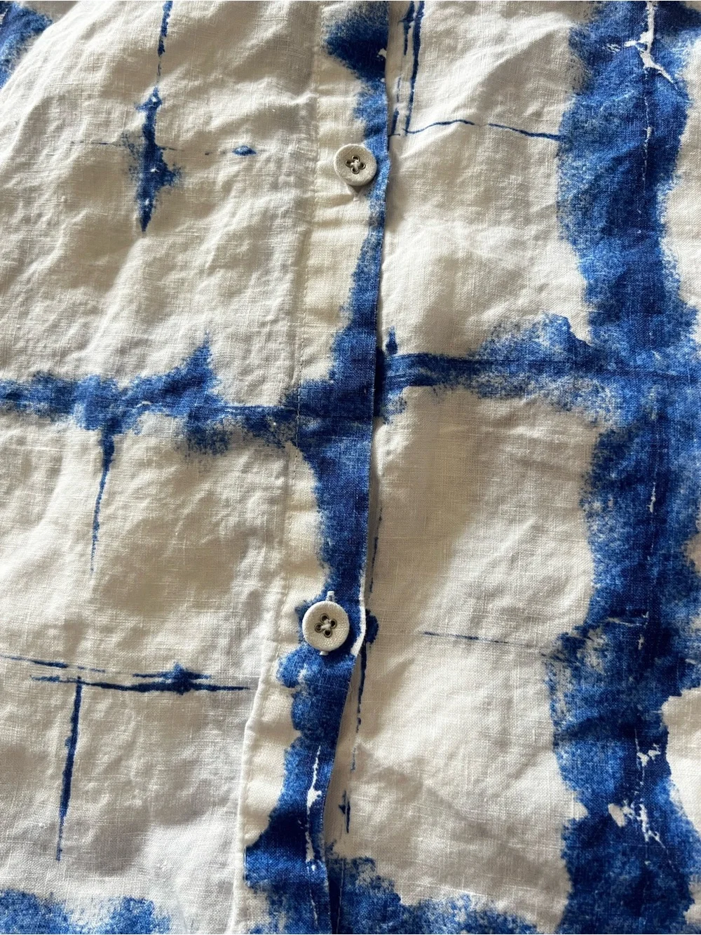IKEA Shibori Print Linen Pillowcases Set of 2 Standard Size Boho Blue And White